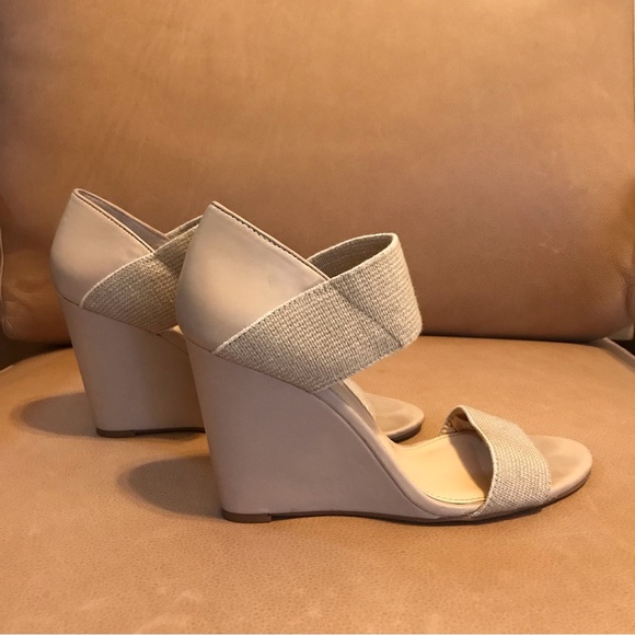 Vince Camuto Stretchy Strap Nude Wedge Heels, 8.5 - Picture 6 of 8